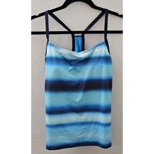 *NEW w/Tags Nike Women's Blue Striped Swim Tankini Racerback Top Size Medium